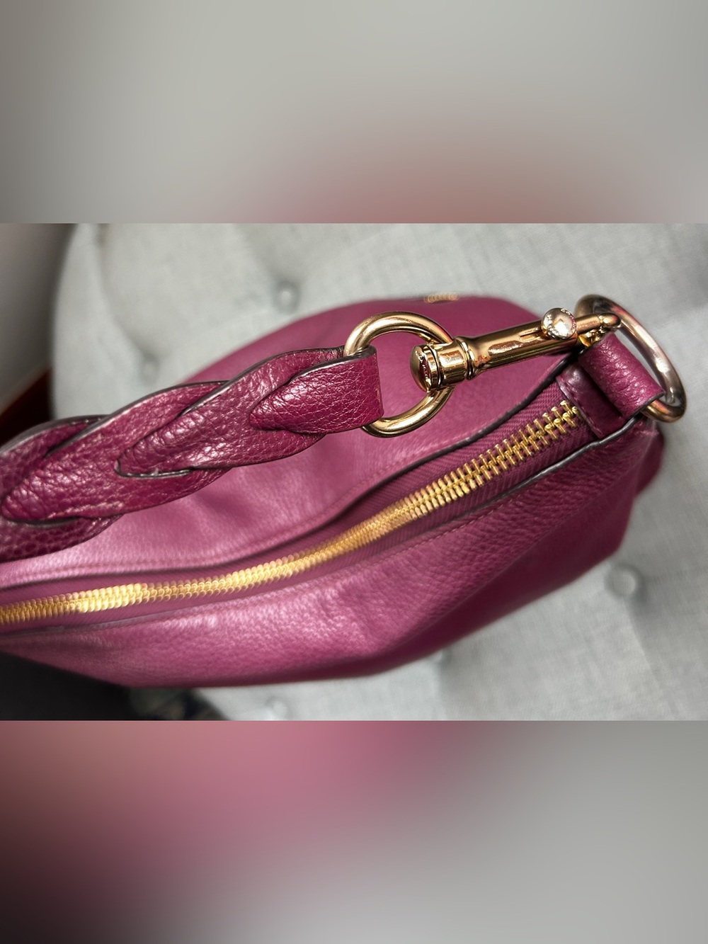 Coach Abby Duffle F31507 Dark Berry Pebbled Leather Hobo Shoulder Bag - Picture 4 of 16